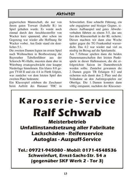 Ausgabe Mai 2009 - zum HC Schweinfurt