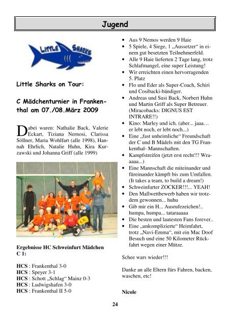 Ausgabe Mai 2009 - zum HC Schweinfurt