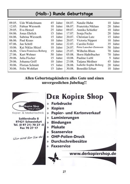 Ausgabe Mai 2009 - zum HC Schweinfurt