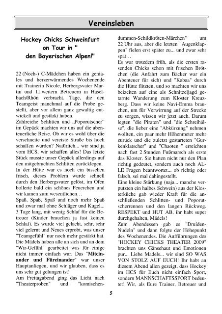 Ausgabe Mai 2009 - zum HC Schweinfurt