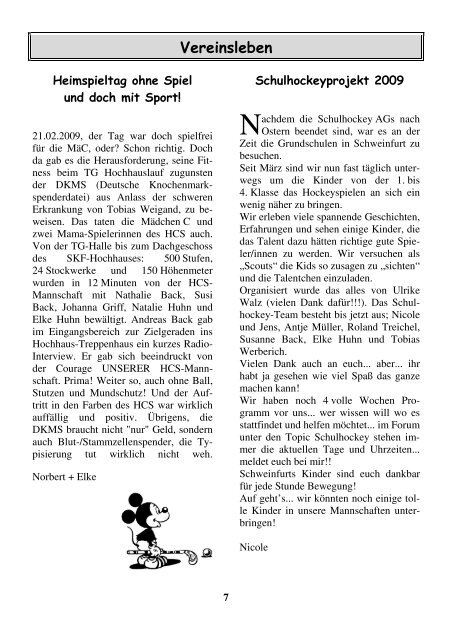 Ausgabe Mai 2009 - zum HC Schweinfurt