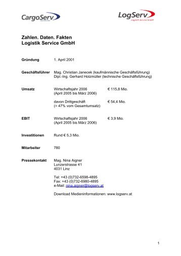 Zahlen. Daten. Fakten Logistik Service GmbH