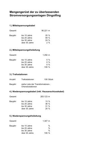 Mengengerüst der zu überlassenden ... - Dingolfing