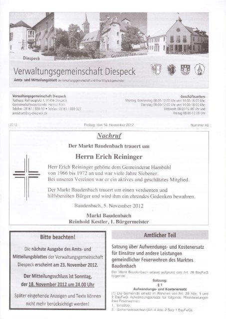 Verwa ltu ngsgemeihs - Gemeinde Diespeck