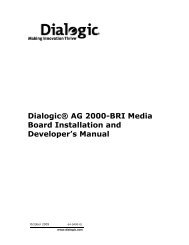 Dialogic® AG 2000-BRI Media Board Installation and Developer's ...