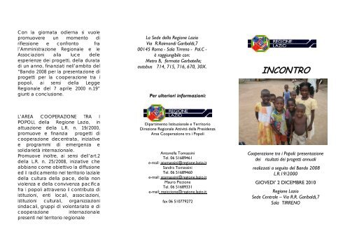 La brochure - Regione Lazio