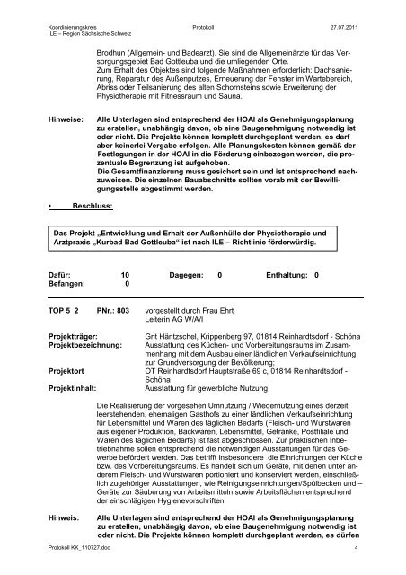 Protokoll KK_110727.pdf - ILE – Regionalentwicklung in der ...