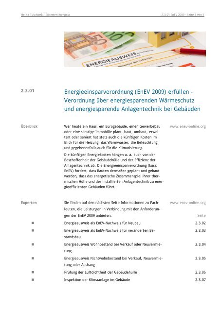 Experten-Kompass - EnEV-Kalender - EnEV-online