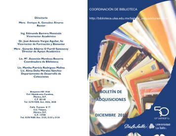 boletín de adquisiciones diciembre 2011 - Biblioteca - Universidad ...