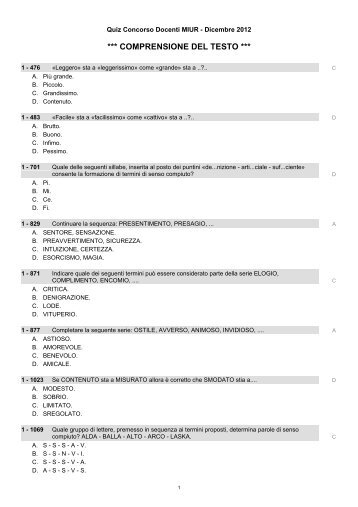 Concorso MIUR 2012 - Comprensione del testo - Fondani