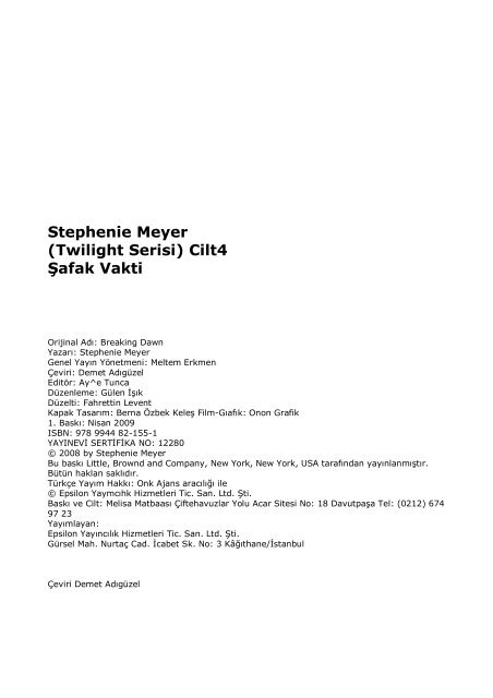 Stephenie Meyer (Twilight Serisi) Cilt4 Şafak Vakti - utku618