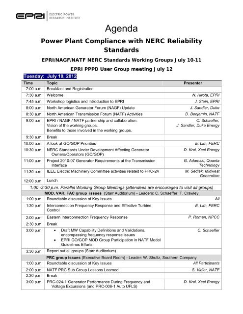 Agenda Template - EPRI