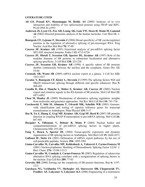 1 Running head: Dynamics of an Arabidopsis SR ... - Plant Physiology