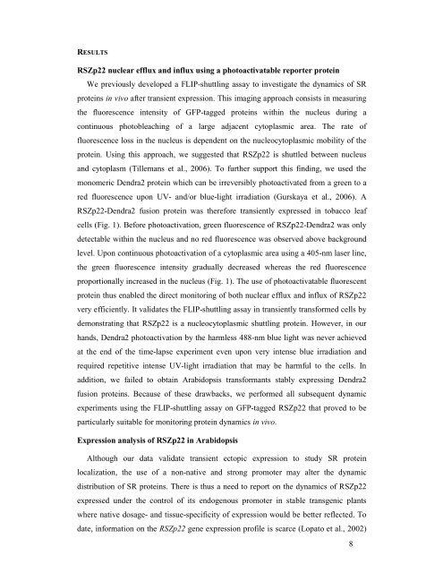 1 Running head: Dynamics of an Arabidopsis SR ... - Plant Physiology