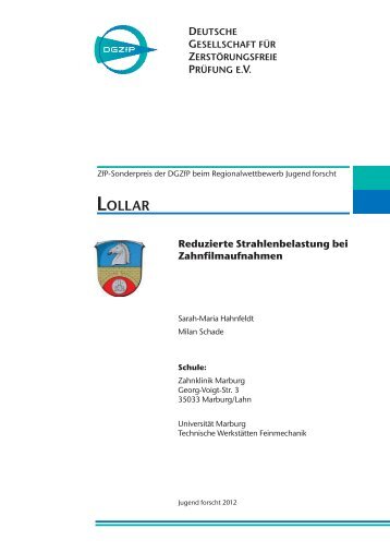 Reduzierte Strahlenbelastung bei Zahnfilmaufnahmen - DGZfP