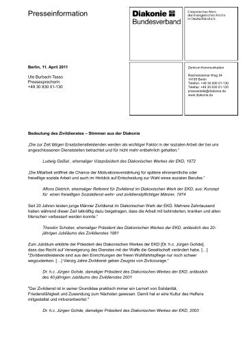 Bedeutung des Zivildienstes - Stimmen aus der Diakonie (PDF