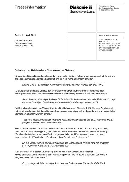 Bedeutung des Zivildienstes - Stimmen aus der Diakonie (PDF