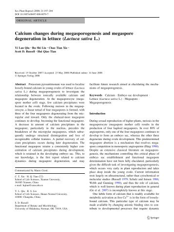 Calcium changes during megasporogenesis and megaspore ...