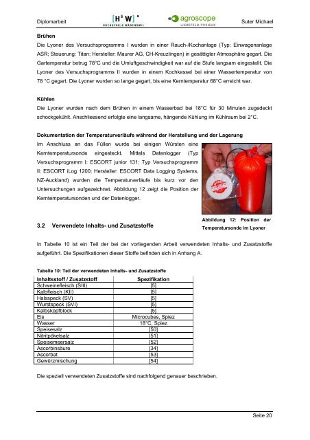 Lyoner ohne Zusatzstoffe mit E-Nummern - Agroscope - admin.ch