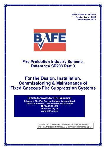 BAFE SP203 - Part 3 - Fire Suppression Systems