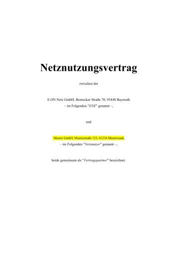 Netznutzungsvertrag - E.ON Netz GmbH