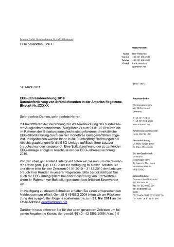 Geschäftsbrief für Amprion GmbH