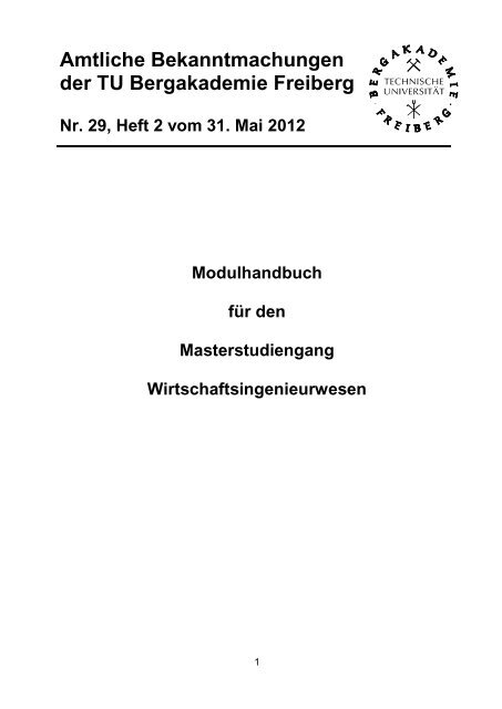 Modulhandbuch (29/2012) - Fakultät 6 - TU Bergakademie Freiberg