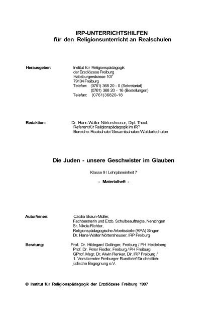 Die Juden - unsere Geschwister im Glauben - Erzbistum Freiburg