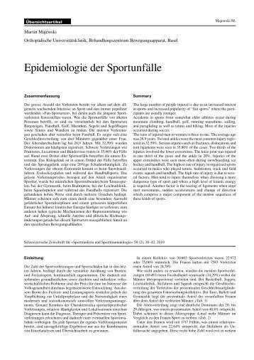 Epidemiologie der Sportunfälle - SGSM