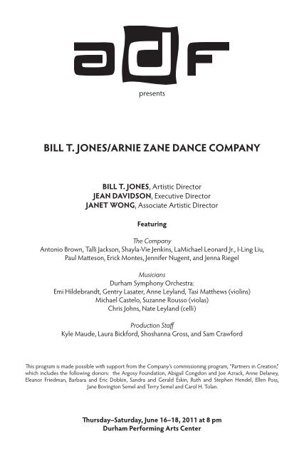bill t. jones/arnie zane dance company - American Dance Festival