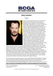 Gary Lehman Bio - Bel Canto Global Arts, LLC