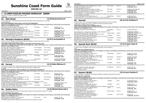 Sunshine Coast Form Guide - Racing Queensland