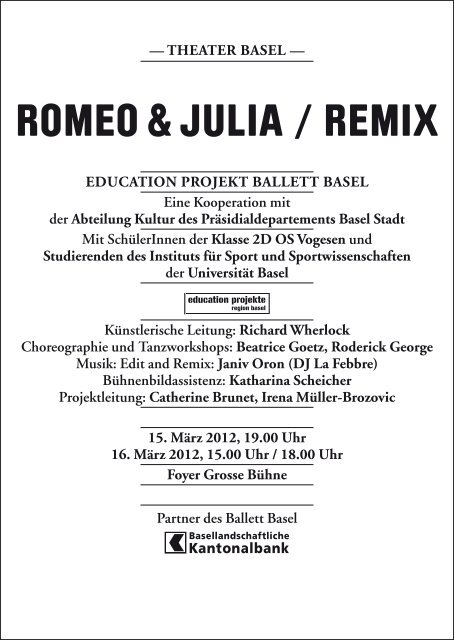 Romeo & Julia / Remix - Education Projekte Region Basel