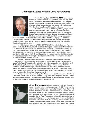 Tennessee Dance Festival 2012 Faculty Bios