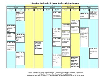 Stundenplan Studio III, In der AtaGe – Wolfratshausen - Ballett ...