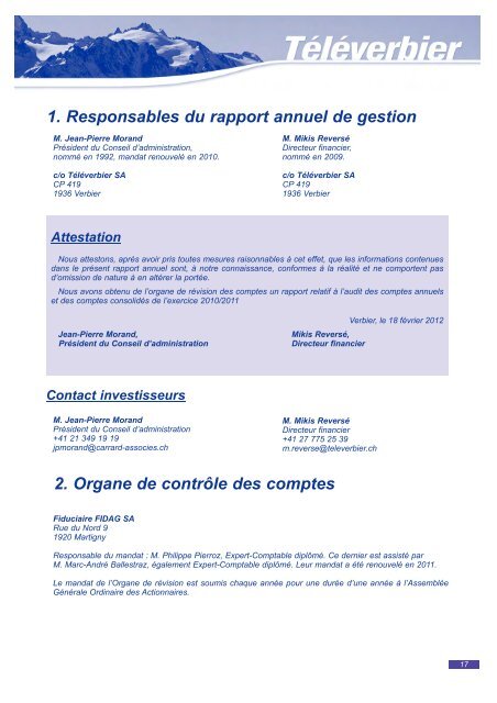 Rapport annuel 2011 - Verbier