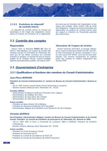 Rapport annuel 2011 - Verbier