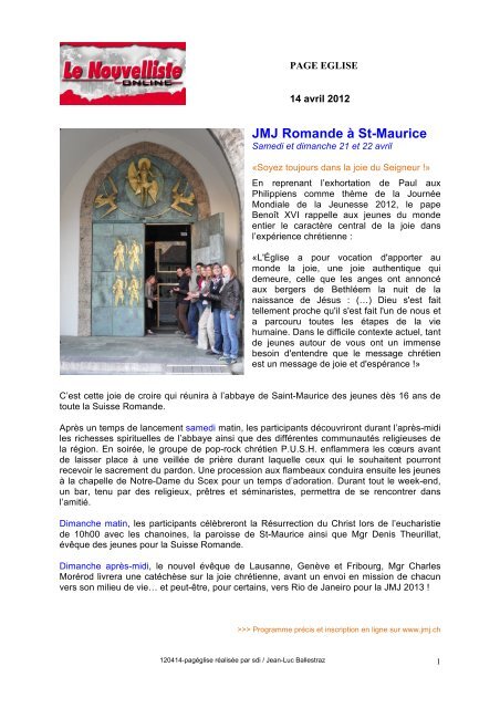 JMJ Romande à St-Maurice