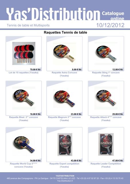 Catalogue Tennis de table et Multisports - Yasaka