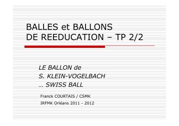 BALLES et BALLONS DE REEDUCATION – TP 2/2 - KINE CENTRE