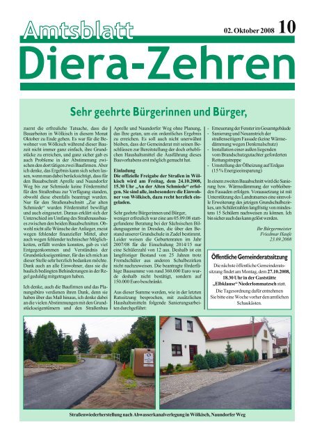 Sehr geehrte Bürgerinnen und Bürger, - Diera-Zehren