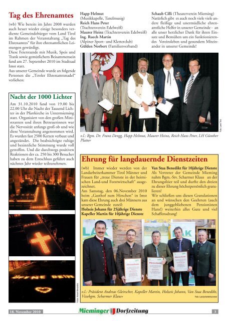 Mieminger Dorfzeitung November 2010 - Gemeinde Mieming - Land ...