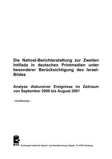 Die Nahost-Berichterstattung zur Zweiten Intifada in deutschen