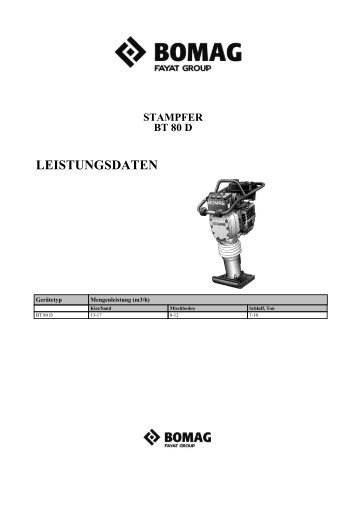 leistungsdaten stampfer bt 80 d - DiTec