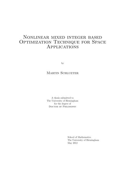 Nonlinear mixed integer based Optimization Technique for Space ...