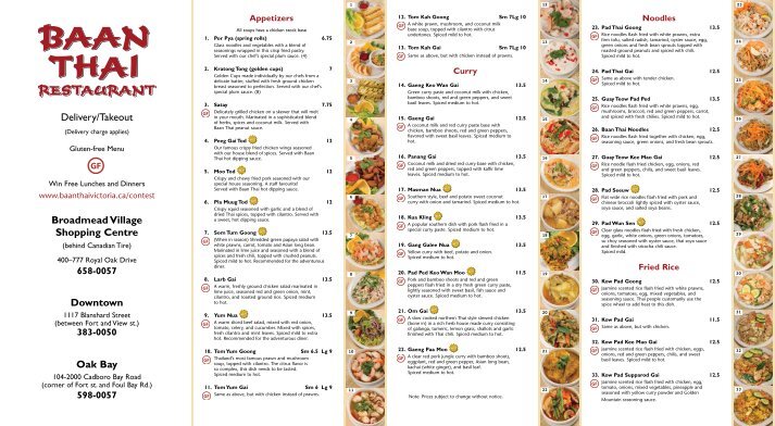 thai baan kitchen and bar menu