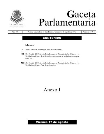 17 ago anexo I.qxd - Gaceta Parlamentaria, Cámara de Diputados