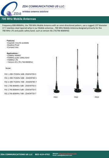 698-806 MHz Mag Mount Moile antenna Datasheet - ZDA ...