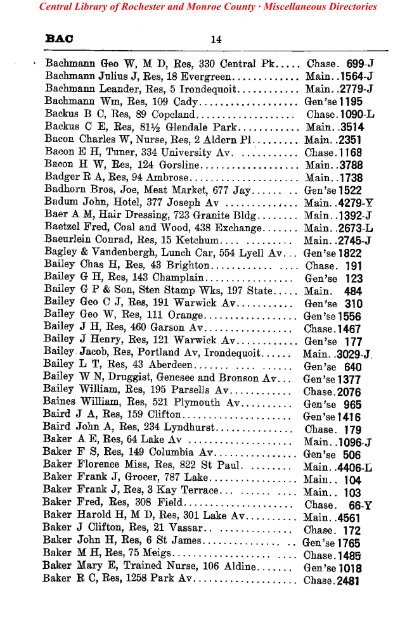 bell telephone directory rochester - Monroe County Library System