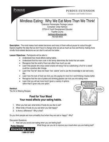Mindless Eating: Why We Eat More Than We Think! - IEHA-families.org